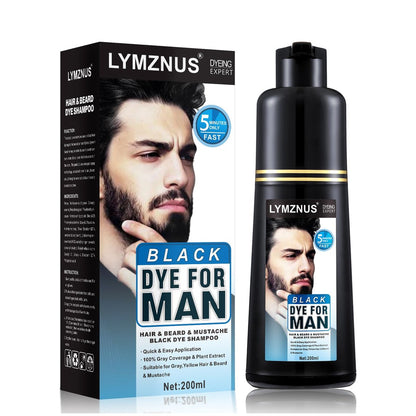 Natural Black Mustache & Beard Dye for Gray Hair Coverage – Fast 5-Minute Application, Easy Shampoo for Facial Hair, 6.76 Fl Oz Avelisse