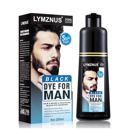 Natural Black Mustache & Beard Dye for Gray Hair Coverage – Fast 5-Minute Application, Easy Shampoo for Facial Hair, 6.76 Fl Oz Avelisse