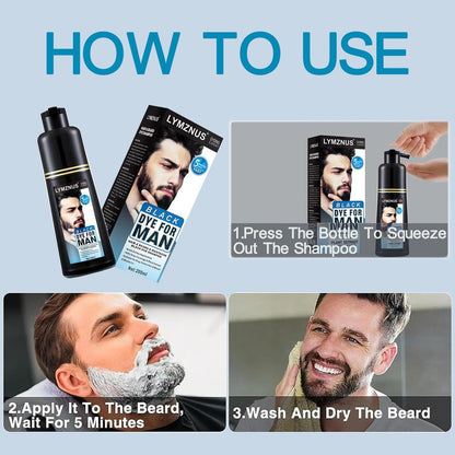 Natural Black Mustache & Beard Dye for Gray Hair Coverage – Fast 5-Minute Application, Easy Shampoo for Facial Hair, 6.76 Fl Oz Avelisse
