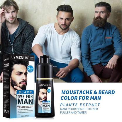 Natural Black Mustache & Beard Dye for Gray Hair Coverage – Fast 5-Minute Application, Easy Shampoo for Facial Hair, 6.76 Fl Oz Avelisse