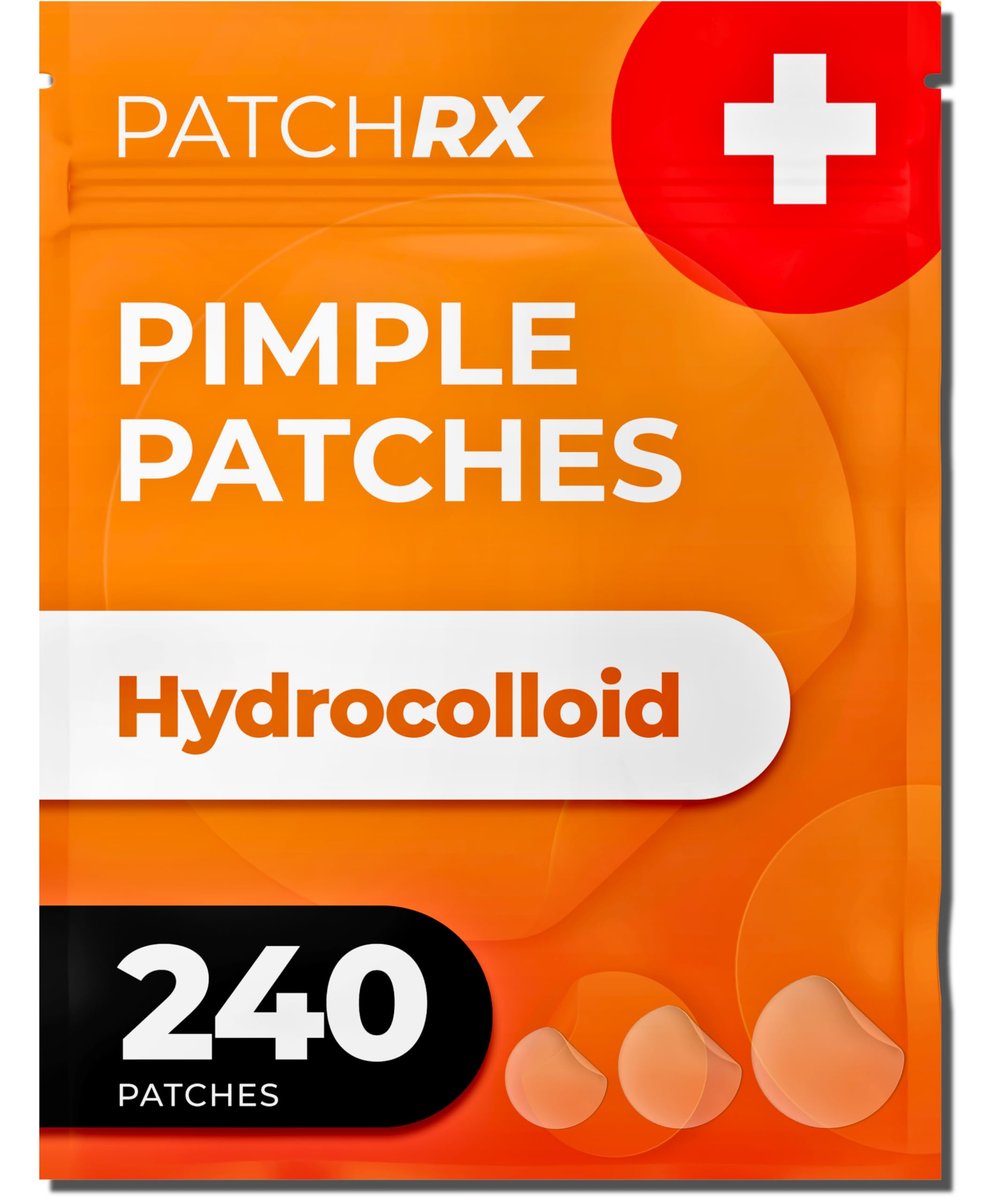PatchRx Pimple Patches for Face (240 Count) - Hydrocolloid Acne Patches, Zit Stickers for Overnight Spot Treatment Avelisse