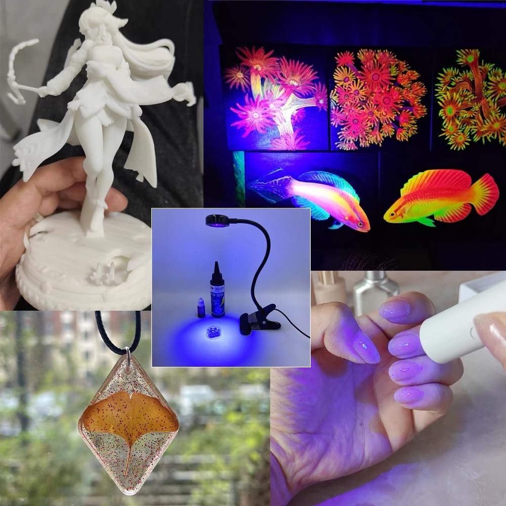 ZOELASS 5W Gooseneck UV Light for Resin Curing - 395-405nm LED Curing Lamp with Flexible Arm & Steel Clamp Avelisse