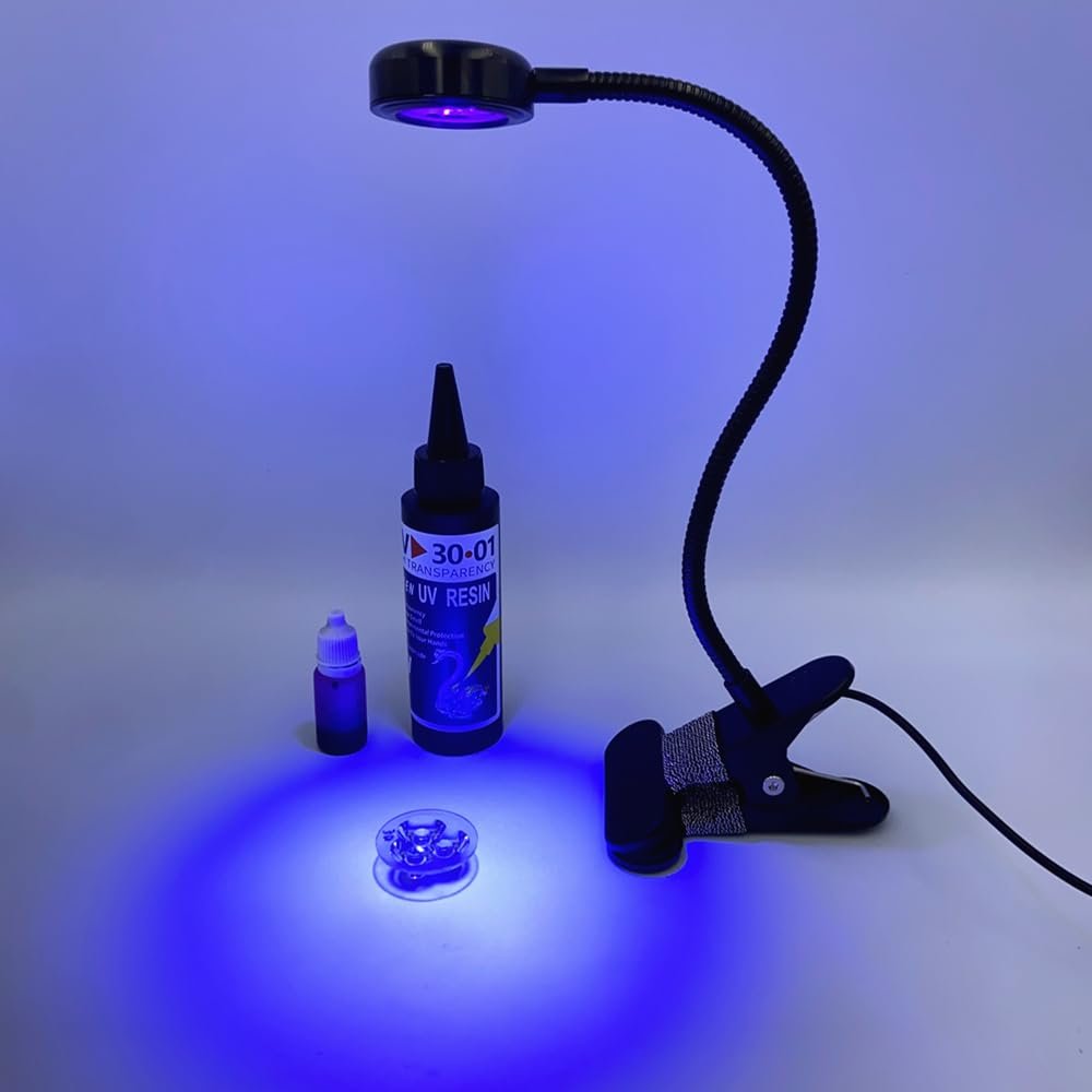 ZOELASS 5W Gooseneck UV Light for Resin Curing - 395-405nm LED Curing Lamp with Flexible Arm & Steel Clamp Avelisse