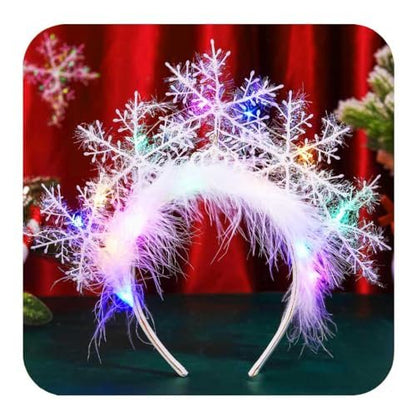 CAKURE Light Up Snowflake Headband - LED Christmas Headbands for Women, Holiday Hair Accessories, White