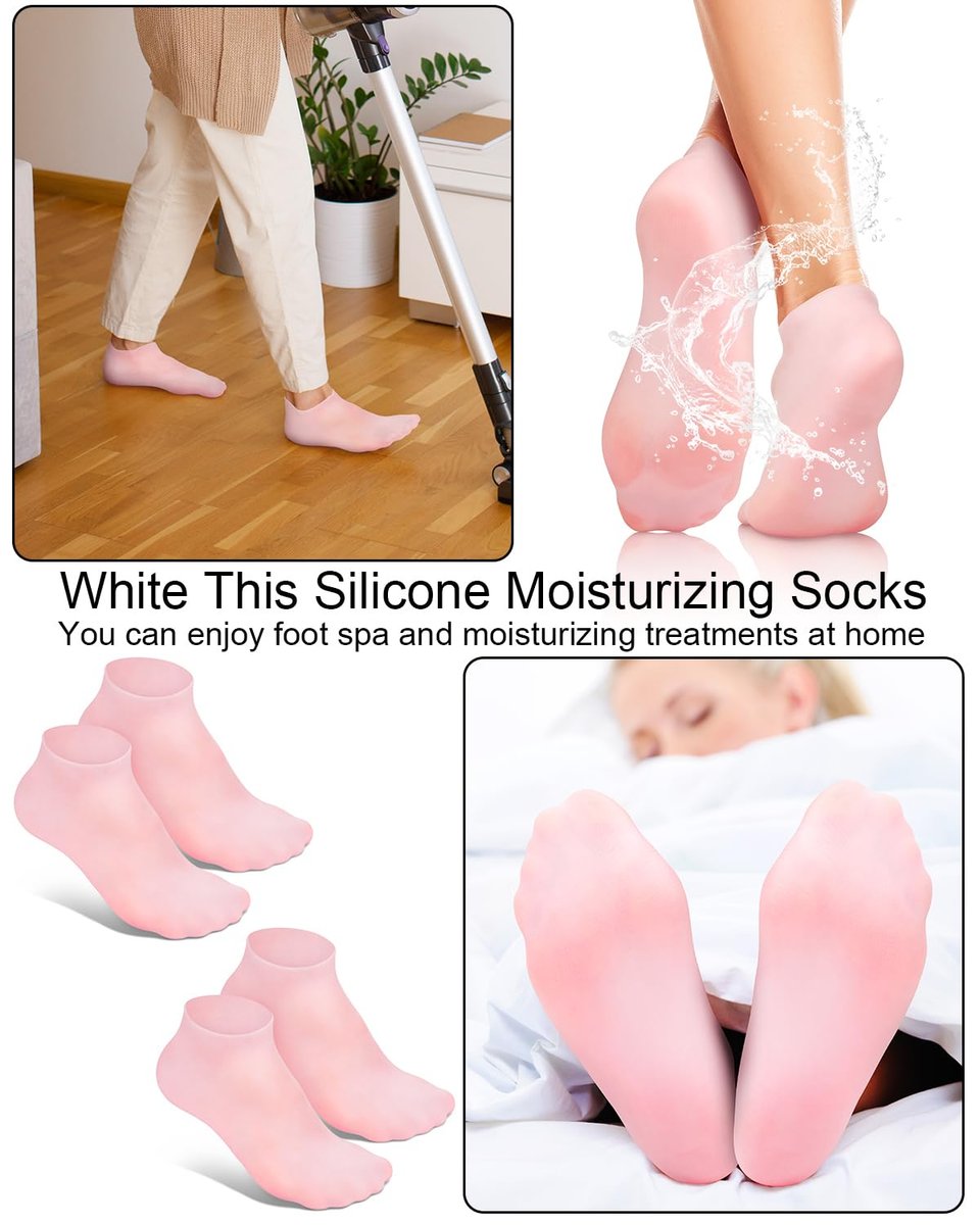 BLATOWN 2 Pairs Silicone Moisturizing Foot Socks - Soft Anti-Slip Gel Spa Socks for Dry Cracked Skin, Women's Foot Care After Pedicure - görsel 11