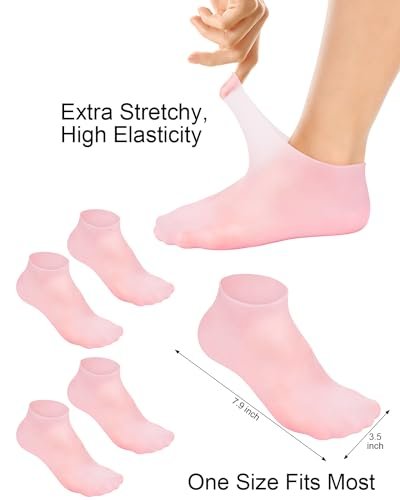 BLATOWN 2 Pairs Silicone Moisturizing Foot Socks - Soft Anti-Slip Gel Spa Socks for Dry Cracked Skin, Women's Foot Care After Pedicure - görsel 6