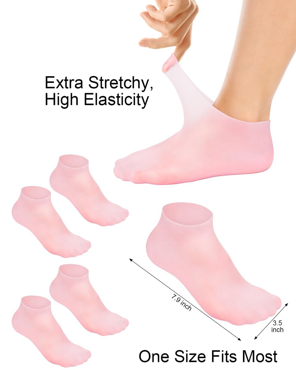 BLATOWN 2 Pairs Silicone Moisturizing Foot Socks - Soft Anti-Slip Gel Spa Socks for Dry Cracked Skin, Women's Foot Care After Pedicure - görsel 5