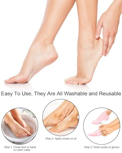 BLATOWN 2 Pairs Silicone Moisturizing Foot Socks - Soft Anti-Slip Gel Spa Socks for Dry Cracked Skin, Women's Foot Care After Pedicure - görsel 10