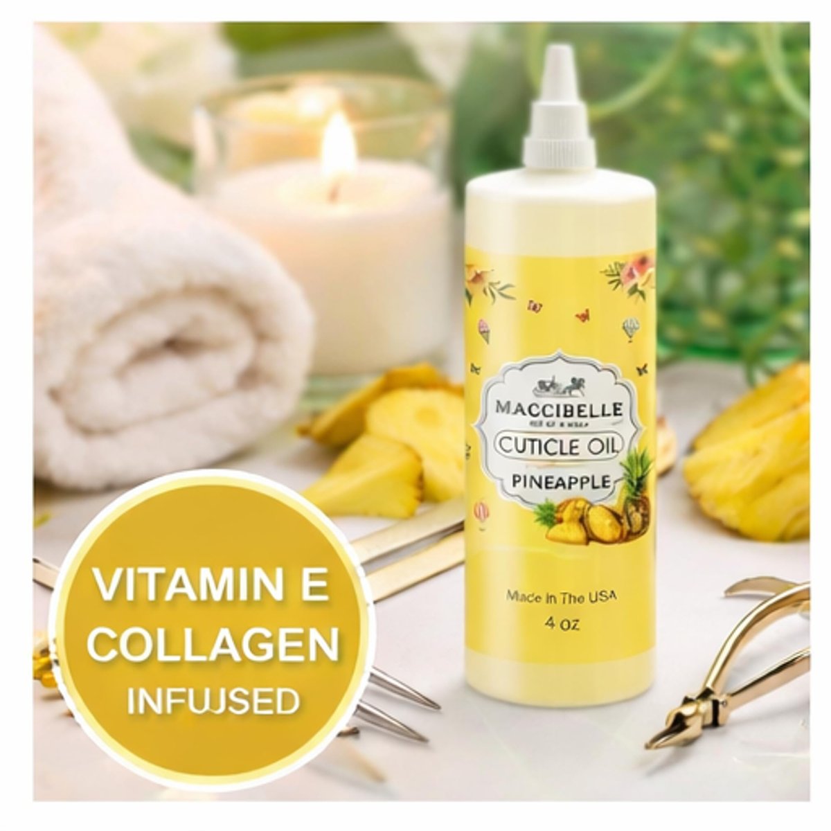 Maccibelle Cuticle Oil for Dry Cracked Cuticles - Refill Size, 4 oz, Pineapple Scent - görsel 11
