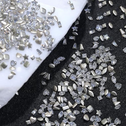 50pcs Shiny Zircon Rhinestones, 2-3mm Mini Nail Art Diamonds - 3D Pointed Bottom Crystal Nail Gems for Manicure & Crafts