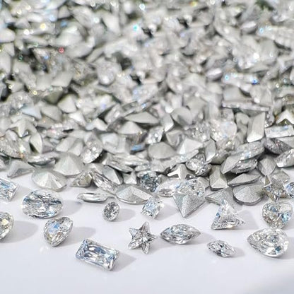 50pcs Shiny Zircon Rhinestones, 2-3mm Mini Nail Art Diamonds - 3D Pointed Bottom Crystal Nail Gems for Manicure & Crafts
