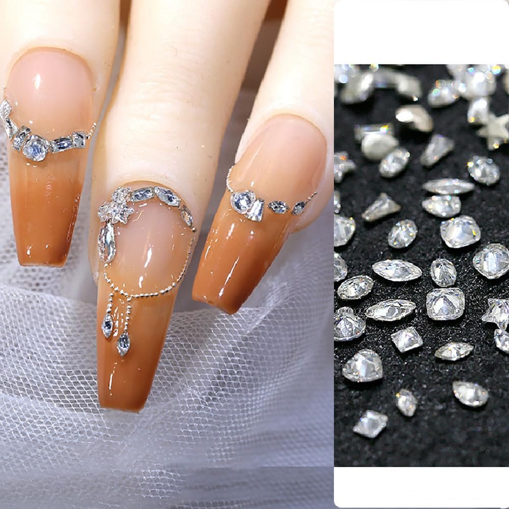 50pcs Shiny Zircon Rhinestones, 2-3mm Mini Nail Art Diamonds - 3D Pointed Bottom Crystal Nail Gems for Manicure & Crafts - görsel 11