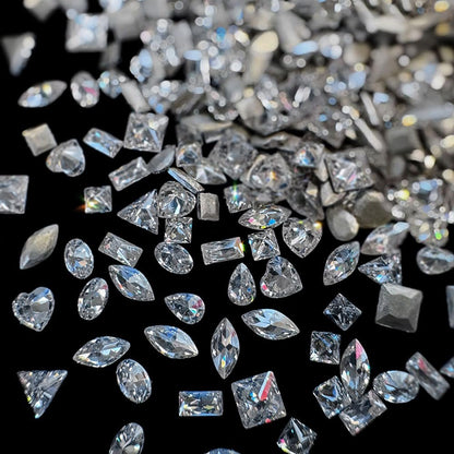 50pcs Shiny Zircon Rhinestones, 2-3mm Mini Nail Art Diamonds - 3D Pointed Bottom Crystal Nail Gems for Manicure & Crafts