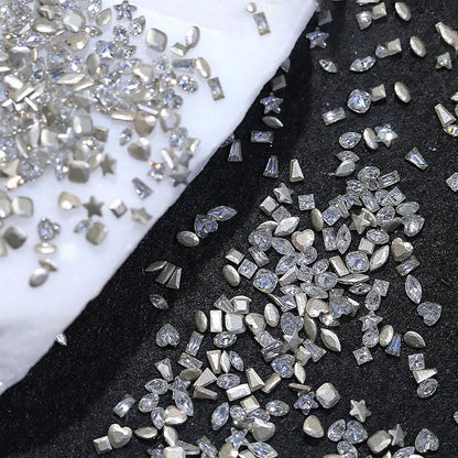 50pcs Shiny Zircon Rhinestones, 2-3mm Mini Nail Art Diamonds - 3D Pointed Bottom Crystal Nail Gems for Manicure & Crafts