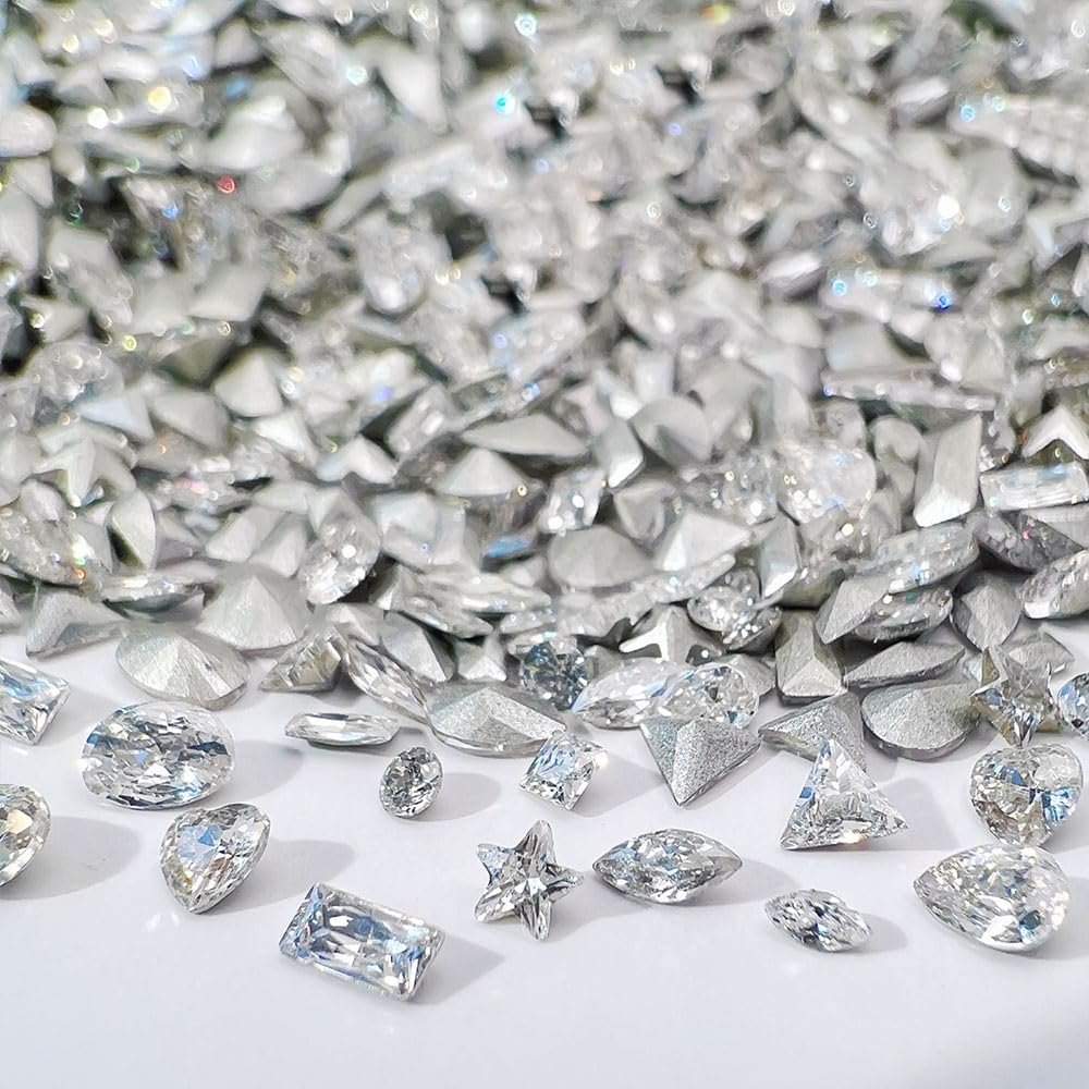 50pcs Shiny Zircon Rhinestones, 2-3mm Mini Nail Art Diamonds - 3D Pointed Bottom Crystal Nail Gems for Manicure & Crafts - görsel 15