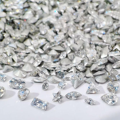 50pcs Shiny Zircon Rhinestones, 2-3mm Mini Nail Art Diamonds - 3D Pointed Bottom Crystal Nail Gems for Manicure & Crafts
