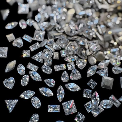 50pcs Shiny Zircon Rhinestones, 2-3mm Mini Nail Art Diamonds - 3D Pointed Bottom Crystal Nail Gems for Manicure & Crafts - görsel 4