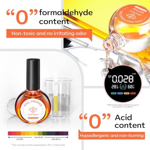 Modelones 30 ml Nail Dehydrator and Primer Kit – Acid Free Natural Prep for Long-Lasting Manicure, Hema-Free Acrylic Nail Supplies Top Coat - görsel 10