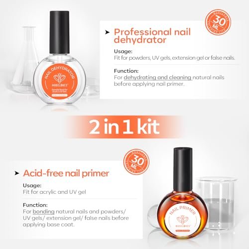 Modelones 30 ml Nail Dehydrator and Primer Kit – Acid Free Natural Prep for Long-Lasting Manicure, Hema-Free Acrylic Nail Supplies Top Coat - görsel 6
