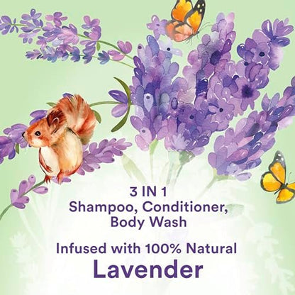 Suave Kids Natural Lavender Oil 3-in-1 Tear Free Body Wash, Shampoo and Conditioner - 16.5 Oz (Pack of 4) - No Sulfates, No Parabens, No Silicones, No Dyes Avelisse
