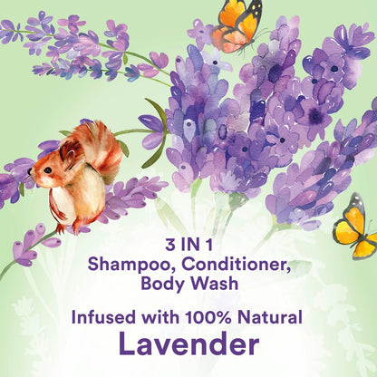 Suave Kids Natural Lavender Oil 3-in-1 Tear Free Body Wash, Shampoo and Conditioner - 16.5 Oz (Pack of 4) - No Sulfates, No Parabens, No Silicones, No Dyes Avelisse