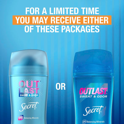 Secret Outlast Antiperspirant Deodorant for Women, 72hr Sweat & Odor Protection, pH Balancing Minerals, Invisible Solid, Hygienic Fresh Scent, 2.6 oz (Pack of 3) Avelisse