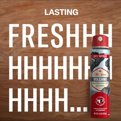 Old Spice Dry Spray Antiperspirant Deodorant for Men, 24/7 Freshness & Sweat Protection, Volcano with Dark Cedar + Amber, 4.3 oz (Pack of 3) Avelisse