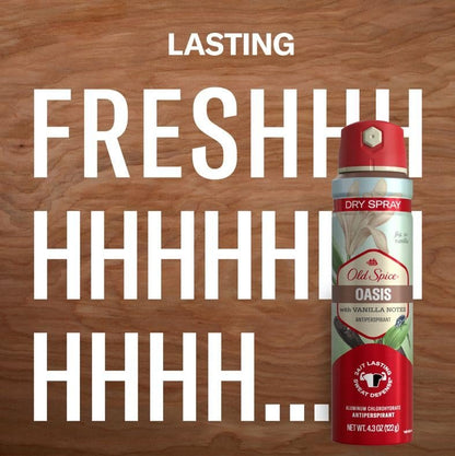 Old Spice Dry Spray Antiperspirant Deodorant for Men, 24/7 Freshness, Oasis with Vanilla + Argan Oil, 4.3 oz (Pack of 3) Avelisse
