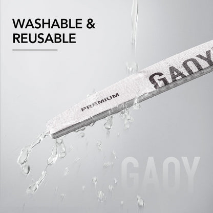 GAOY 10-Piece Professional Half-Moon Nail Files, 100/180 Grit Double-Sided Washable Emery Boards for Acrylic and Gel Nails