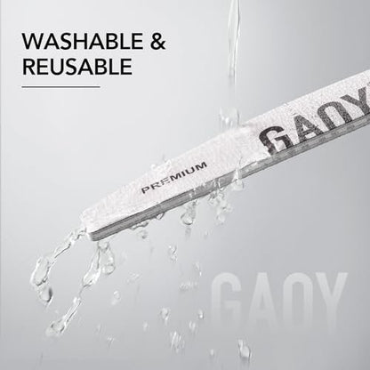 GAOY 10-Piece Professional Half-Moon Nail Files, 100/180 Grit Double-Sided Washable Emery Boards for Acrylic and Gel Nails