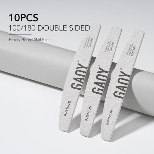 GAOY 10-Piece Professional Half-Moon Nail Files, 100/180 Grit Double-Sided Washable Emery Boards for Acrylic and Gel Nails - görsel 12