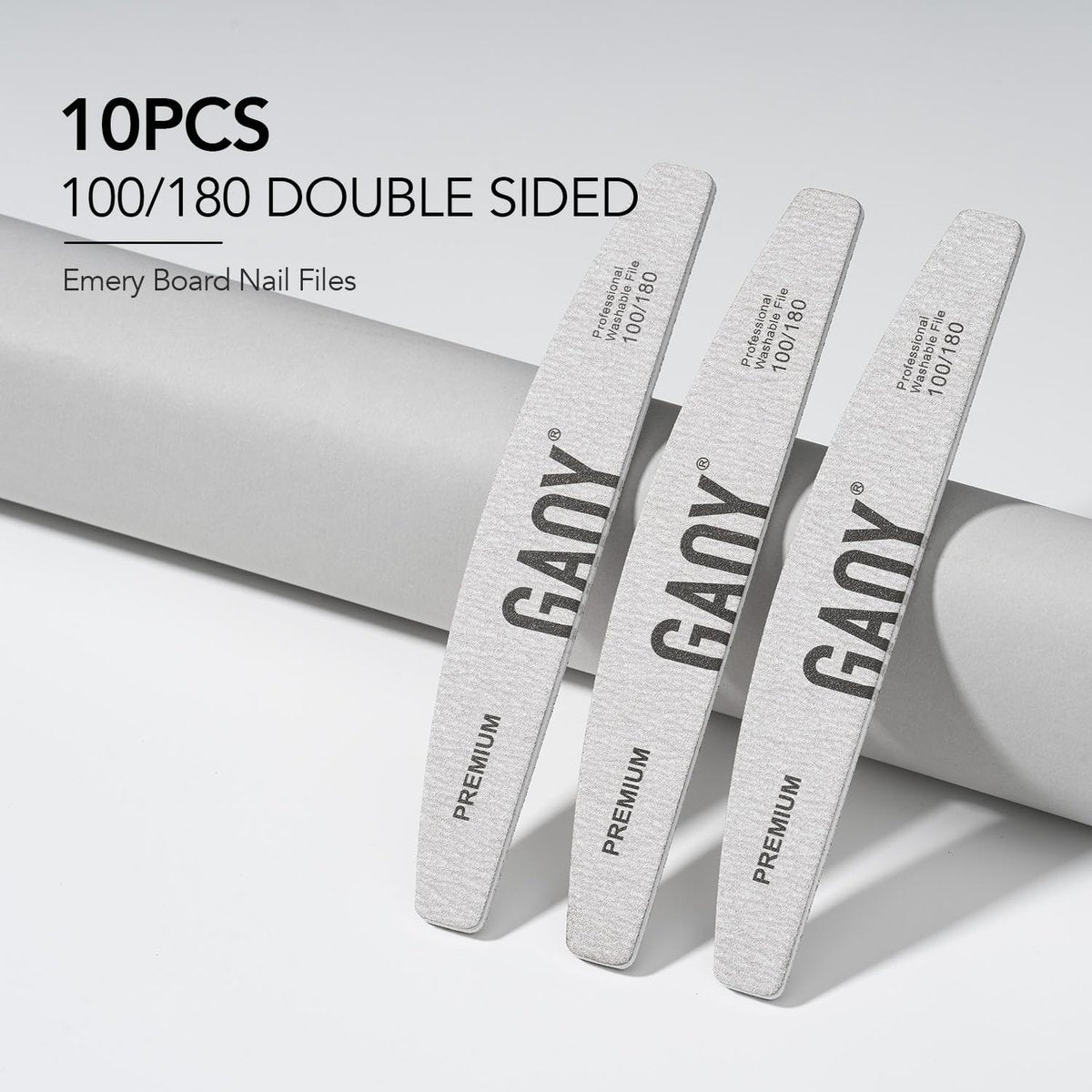 GAOY 10-Piece Professional Half-Moon Nail Files, 100/180 Grit Double-Sided Washable Emery Boards for Acrylic and Gel Nails - görsel 11