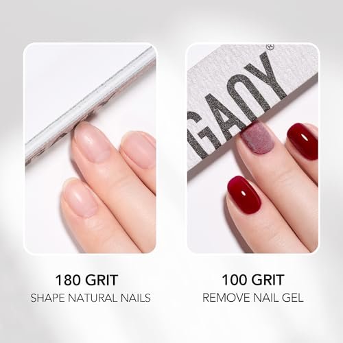 GAOY 10-Piece Professional Half-Moon Nail Files, 100/180 Grit Double-Sided Washable Emery Boards for Acrylic and Gel Nails - görsel 6