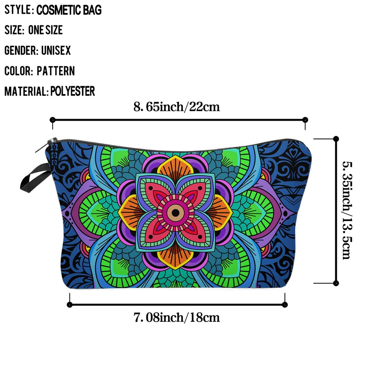 Livel lhood Mandala Flowers Cosmetic Bag - Stylish Small Makeup Organizer Pouch for Women - görsel 3