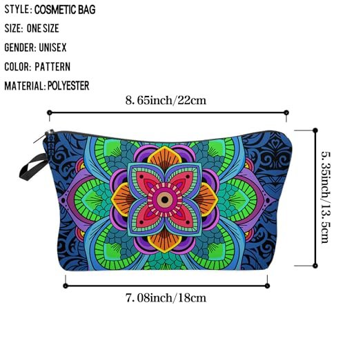 Livel lhood Mandala Flowers Cosmetic Bag - Stylish Small Makeup Organizer Pouch for Women - görsel 4