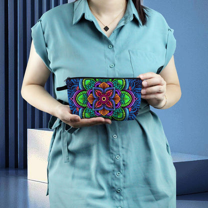 Livel lhood Mandala Flowers Cosmetic Bag - Stylish Small Makeup Organizer Pouch for Women