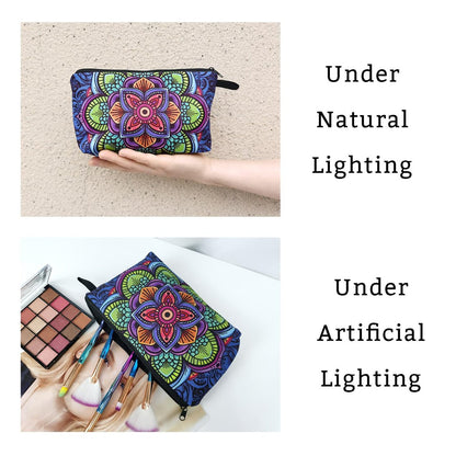 Livel lhood Mandala Flowers Cosmetic Bag - Stylish Small Makeup Organizer Pouch for Women