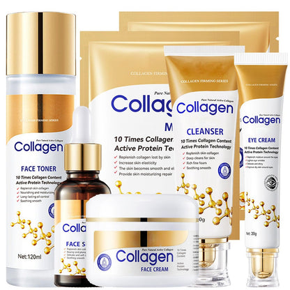 LAIKME Collagen Skin Care Set for Older Women - 6-Piece Face Care Kit with Serum, Cream, Eye Cream, Toner, Cleanser & Mask - Firming, Hydrating, Pore Minimizing & Wrinkle Smoothing Avelisse