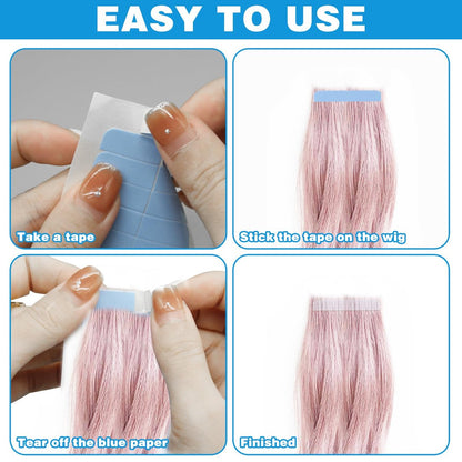 240pcs Human Hair Tape Extension Replacement - Double Sided Wig Tape (Blue, 1.5x0.5 Inch) by CANIPHA