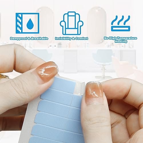 240pcs Human Hair Tape Extension Replacement - Double Sided Wig Tape (Blue, 1.5x0.5 Inch) by CANIPHA - görsel 4
