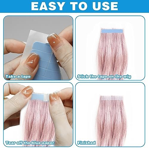 240pcs Human Hair Tape Extension Replacement - Double Sided Wig Tape (Blue, 1.5x0.5 Inch) by CANIPHA - görsel 10