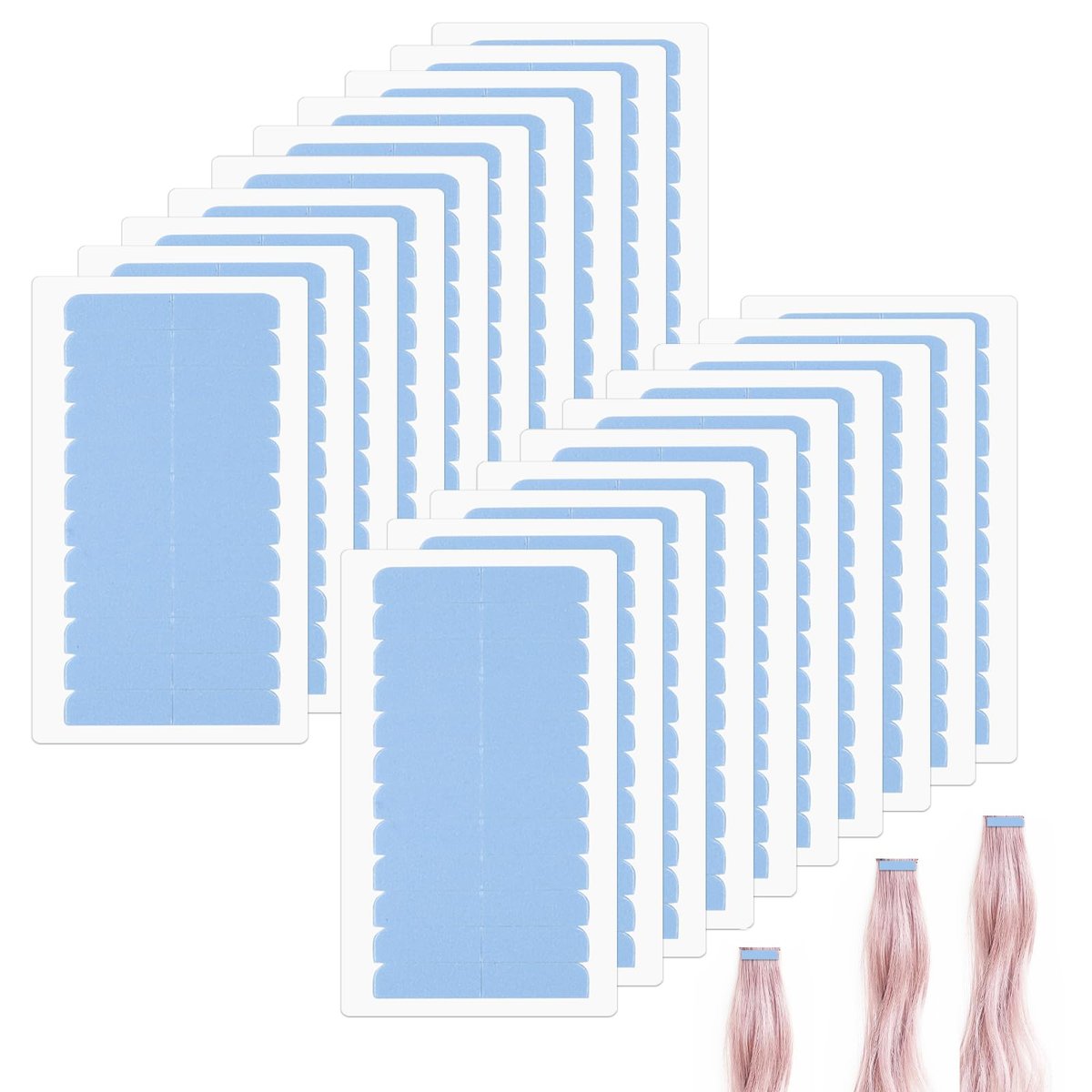 240pcs Human Hair Tape Extension Replacement - Double Sided Wig Tape (Blue, 1.5x0.5 Inch) by CANIPHA - görsel 1
