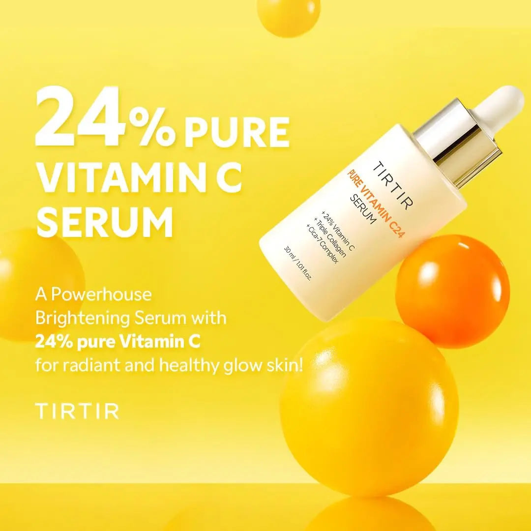 TIRTIR Pure Vitamin C 24% Face Serum – Dark Spot Remover for Sensitive Skin with Collagen, Anti-Aging, Even Out Skin Tone, Non-Irritation Tested, Korean Mild Vita C Facial Serum, 1.01 Fl Oz Avelisse