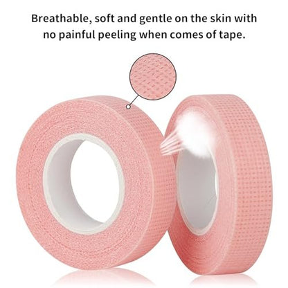 Flezoo 8 Rolls Pink Lash Tape – Breathable Fabric Eyelash Extension Tape (9m/Roll)