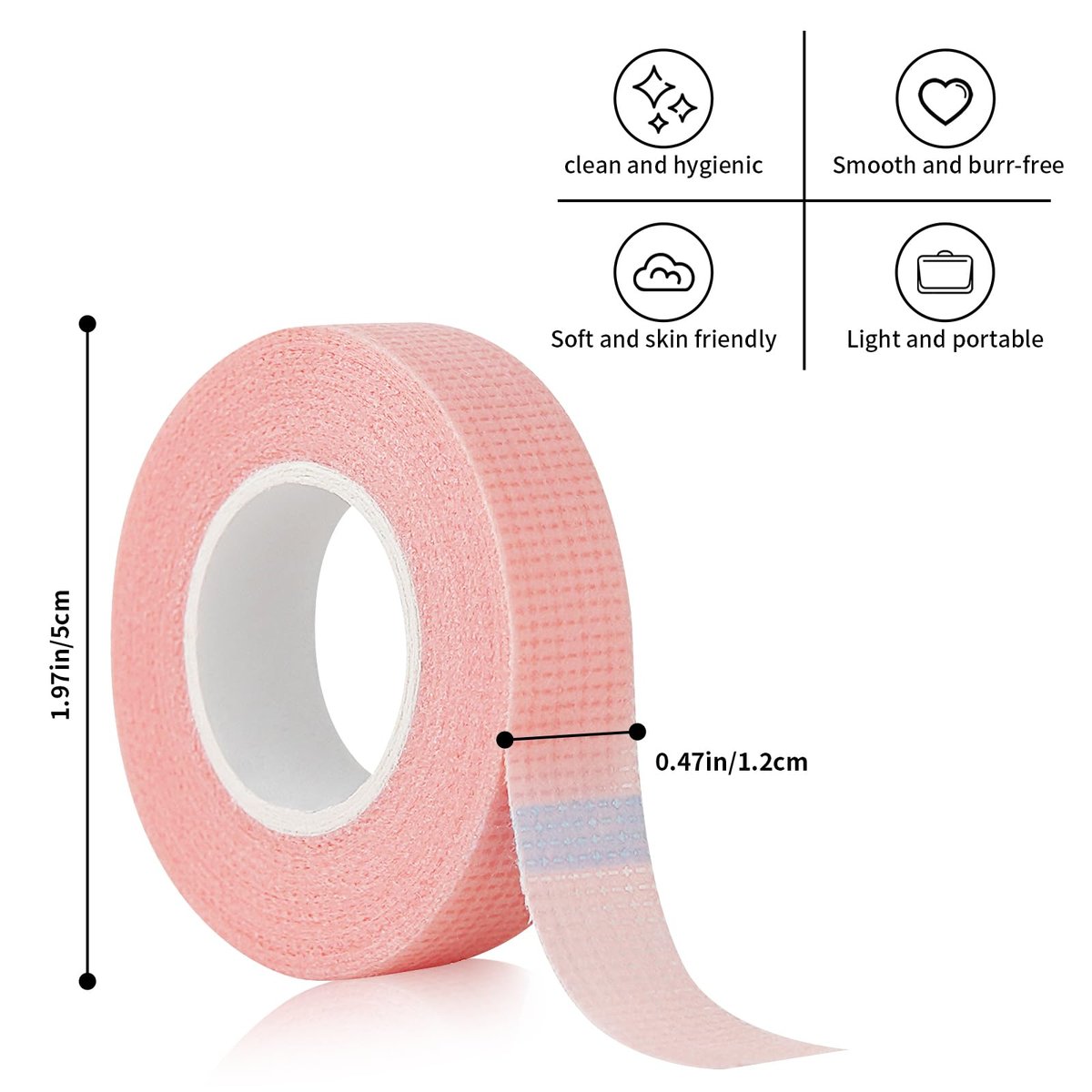Flezoo 8 Rolls Pink Lash Tape – Breathable Fabric Eyelash Extension Tape (9m/Roll) - görsel 3
