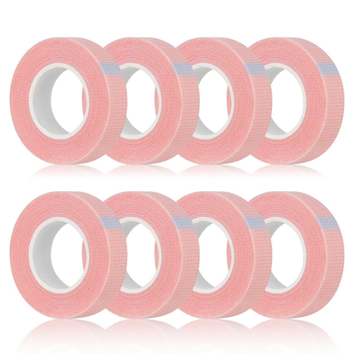 Flezoo 8 Rolls Pink Lash Tape – Breathable Fabric Eyelash Extension Tape (9m/Roll) - görsel 1