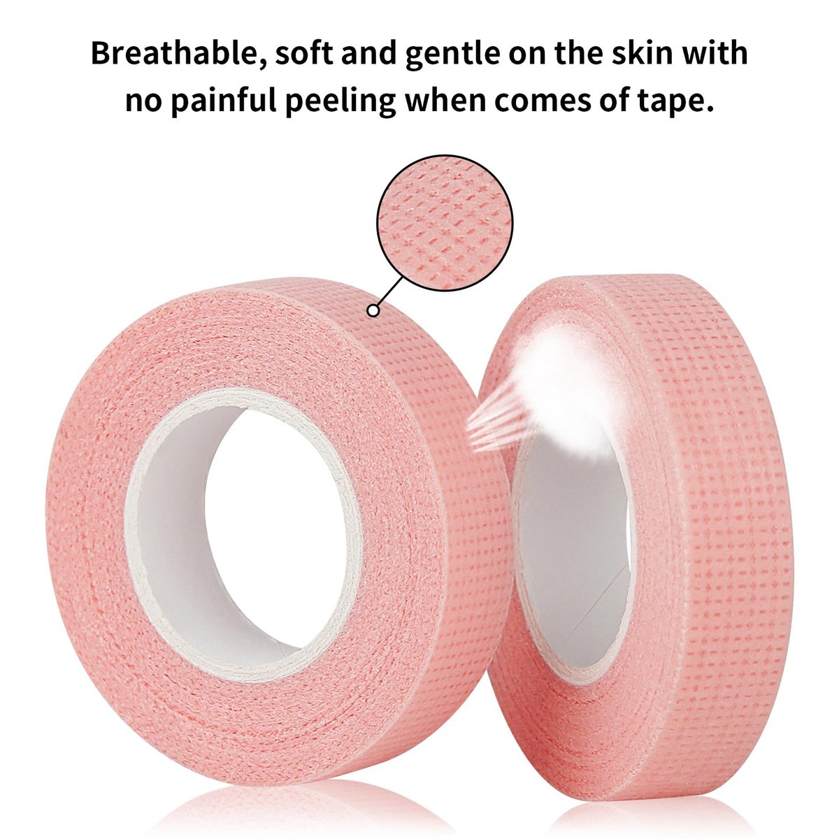 Flezoo 8 Rolls Pink Lash Tape – Breathable Fabric Eyelash Extension Tape (9m/Roll) - görsel 5