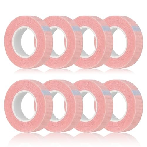Flezoo 8 Rolls Pink Lash Tape – Breathable Fabric Eyelash Extension Tape (9m/Roll) - görsel 2
