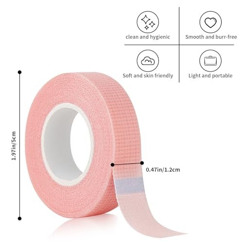 Flezoo 8 Rolls Pink Lash Tape – Breathable Fabric Eyelash Extension Tape (9m/Roll) - görsel 4