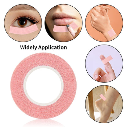 Flezoo 8 Rolls Pink Lash Tape – Breathable Fabric Eyelash Extension Tape (9m/Roll)